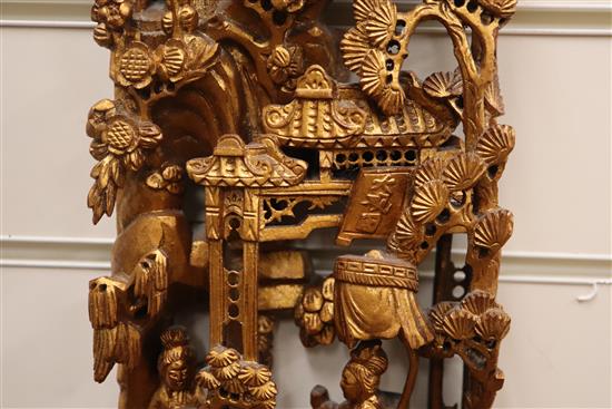 A 20th century Chinese carved giltwood temple carving H.62cm